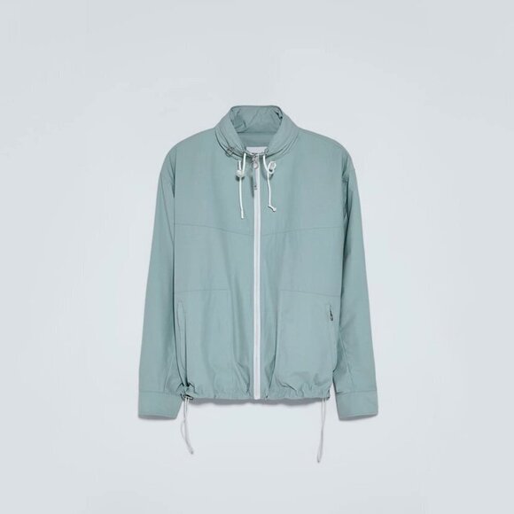 NWT Zara icy blue contrasting zipper jacket w/ concealable hood, M - Picture 1 of 9